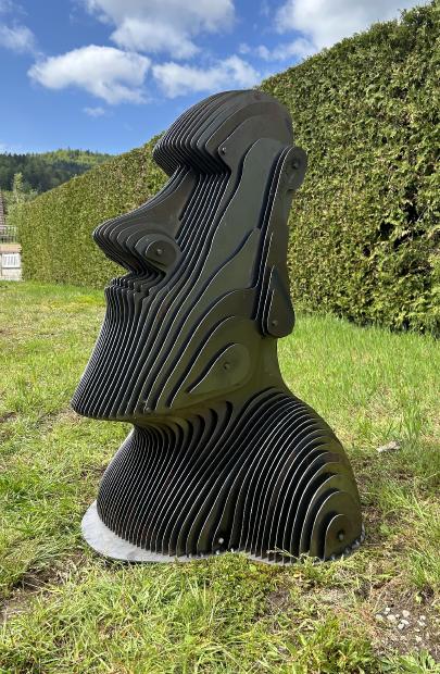 Statue d'art de jardin en métal gauche Kokopelli en rouille fabriquée aux  États-Unis