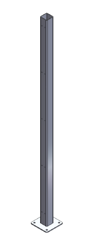 Poteau de brise-vue de 1300mm de haut, avec platine de sol, thermolaqué