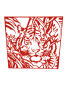 Tête de tigre jungle métal Couleur : RAL 3001 rouge sécurité