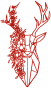 Tête de cerf florale Grand format Couleur : RAL 3001 rouge sécurité